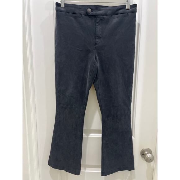 NWT Free People Faux Suede Black Stretch Cropped Pant Sz 8 - Picture 1 of 9